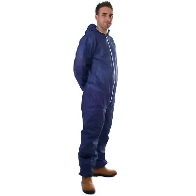 £7.99 • Buy 2 X Disposable Coveralls Overalls Hood Painters Protective Boiler Suit Blue 2XL