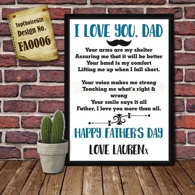 £24.90 • Buy Personalised I Love Daddy Gifts - Dad Birthday Christmas Day Gift Card