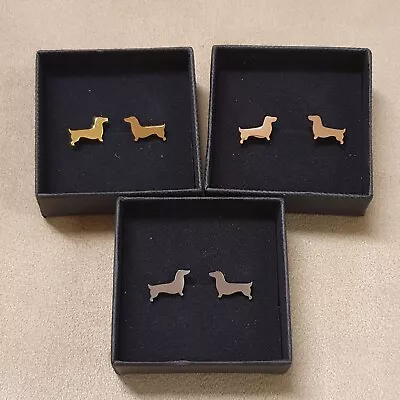 Dachshund Stud Earrings In Gold Silver Or Rose Gold. Comes Boxed • $11.90