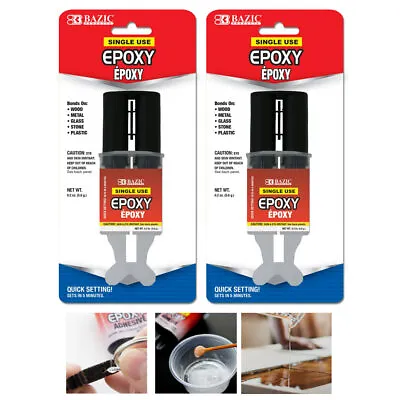 2 Pk Epoxy Quick Adhesive Glue Sets In 5 Minutes Wood Metal Glass Stone Plastic • $13.49