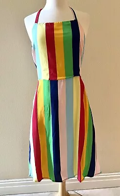 ModCloth Rainbow Halter Dress Size Small Sunlit Salutations Colorful Stripes • $28