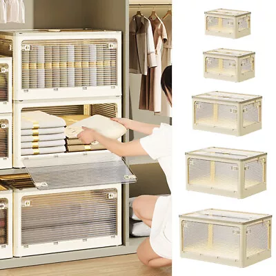 Stackable Folding Wardrobe Organisers Boxes Collapsible Clothes Tidy Storage Box • £29.95