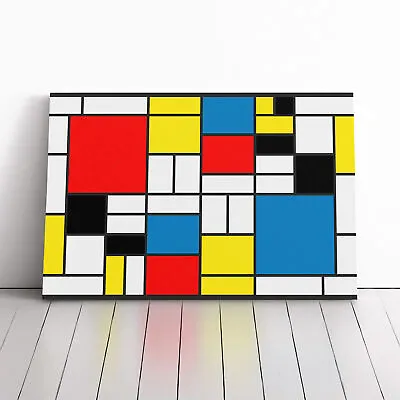 Piet Mondrian Style Of Canvas Wall Art Print Framed Picture Decor Living Room • £24.95