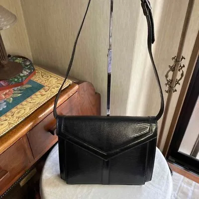 YVES SAINT LAURENT Shoulder Bag Black Leather Vintage From Japan Rare Authentic • $244.84