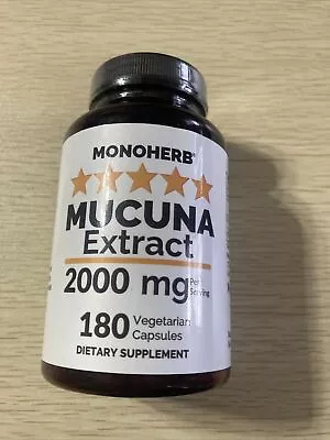 MONOHERB Mucuna Extract 2000 MG 180 Veg Capsules 7/25 • $18.78