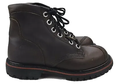 $25 • Buy Women’s 5.5 - Vtg 1990s NANA Brown Leather Redline 6 Hole Stomper Boot Lug Sole