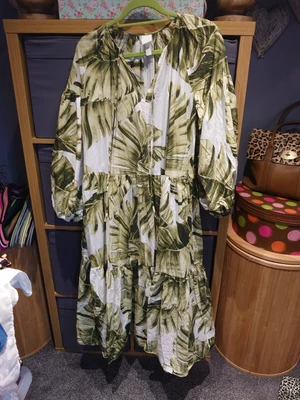 £20.55 • Buy H&m Size S(oversized) Balloon Sleeves Tieneck Aline Tiered Mididress Blogg Fav 