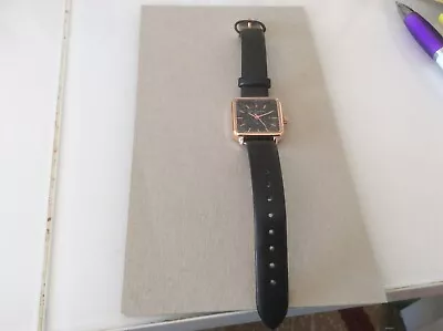 Lily & Stone Milan Style Ladies Watch Square Black With Gold Bezel New Unboxed • £7.99