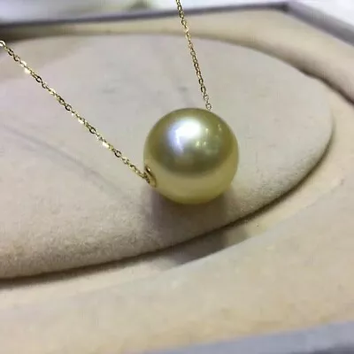 Genuine AAAA 11-12mm Natural SOUTH SEA Golden Pearl Single Necklace Pendant • $49.99