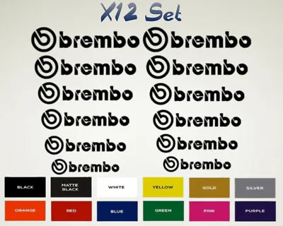 12 Brembo Decal Sticker Vinyl Caliper Brake White Heat Resistant 6 Sizes Pairs • $10.89