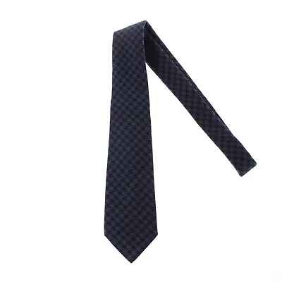 Kiton NWOT Wool/Silk Blend Seven Fold Neck Tie In Blue/Black Houndstooth • $187.49