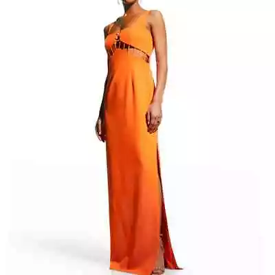 Aidan By Aidan Mattox Orange Cut-Out Gown Size 2 • $125