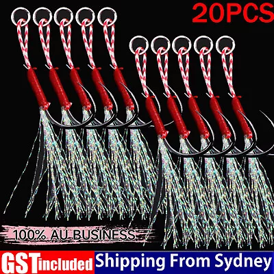 20PCS Jigs Assist Hooks Twin Jigging Metal Fishing Lures Slow Circle Hooks Flas • $9.45