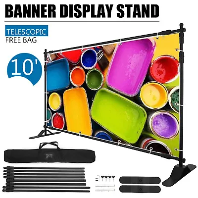 10x8Ft Banner Stand Retractable Step And Repeat Stand Backdrop Banner Adjustable • $52.80