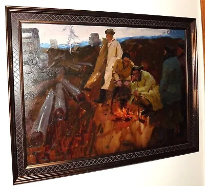 VLADIMIR TARASENKO  THE WATCH  Vtg Antique Oil Painting Ukraine Russian • $1000