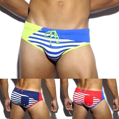 Fashionable Swimwear Striped Beach Wear Man Surfing Shorts Swim Briefs • £12.19