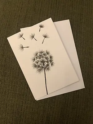 Original Handmade Greetings Card Pen And Ink Dandelion Seed Fairy Wishes • £3.49