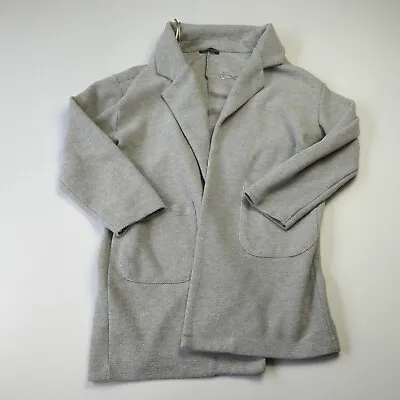 Zara Womens Medium M Gray Open Cotton Blend Coat Jacket Modern Casual Pockets • $24.87