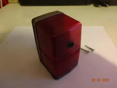 Vintage Bostonette Pencil Sharpener Translucent Red Desk Mounted Manual Crank • $12.99