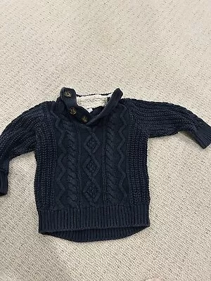 Gap Toddler Boys Navy Blue Chunky Jumper Knit  Age 12-18  Months • £2.90