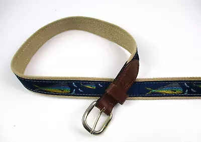 ZEP-PRO Canvas DOLPHIN MAHI W/Flying Fish Ribbon Belt Size 38 USA Made • $16.94