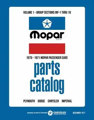 Parts Catalog For 1970-1971 Mopar Car Body And Chassis Parts Catalog (3 Vol) • $185.24