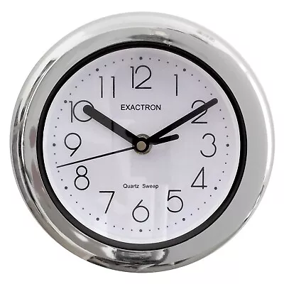 7   Quartz Clock Round Silver Silent Sweep Table Desk Wall Mounted Home Office • £8.99