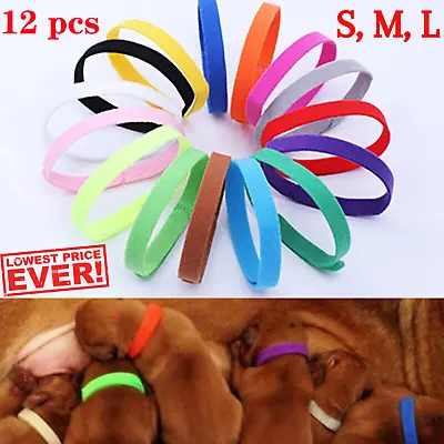 £3.37 • Buy 12x Puppy Adjustable Collars Tags Whelping ID Bands Newborn Dog Kitten Pet Tags