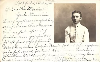 YOUNG MAN Real Photo Postcard Rppc RICHFIELD WISCONSIN WI C1910 By Milwaukee • $9.40