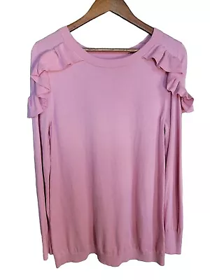 Isabel Maternity Pink Long Sleeve Ruffle Maternity Sweater Top Size Medium • $11.49