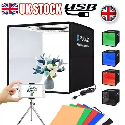 LED Light Room Photo Studio Photography Lighting Tent Kits 6 Backdrops Cube Box • £16.59