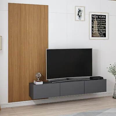 Tv Unit With Decor Panel Plus Wall Decor Panel - Anthracite Living Room Etgshop • £314.27