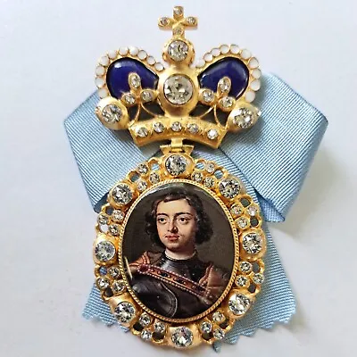 IMPERIAL RUSSIA  Award Order  Portrait Of Tsar PETER I .ENAMEL CRYSTALS..Replica • $490