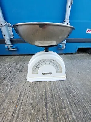 Vintage Salter Weighing Kitchen Scales With Metal Bowl Cream • £13.99