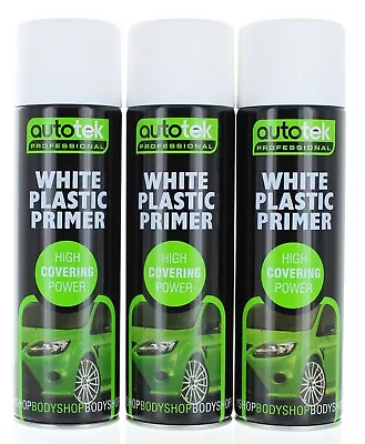 £16.95 • Buy Autotek 500ml White Plastic Primer Aerosol Spray Paint 3 Different Pack Sizes