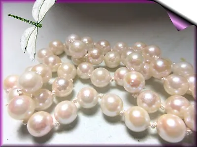 17.50 Inch AAA 7-7.5mm White Pearl Strand Necklace Genuine Akoya Saltwater Pearl • $220