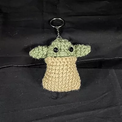 Handmade Baby Yoda Grogu Crochet Stuffed Animal Plushie Keychain Charm • $9.99