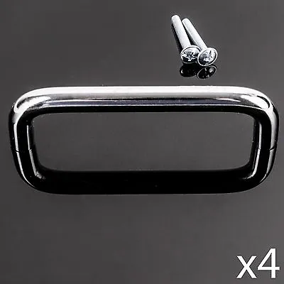 4x D Shaped POLISHED CHROME DRAWER PULL 96mm CC Cupboard Door Desk Drawer Handle • £8.97