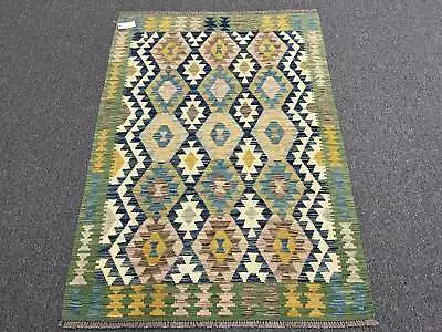 Kilim 4X6 Flat Weave Reversible Multicolor Wool Rug # 13495 • $249
