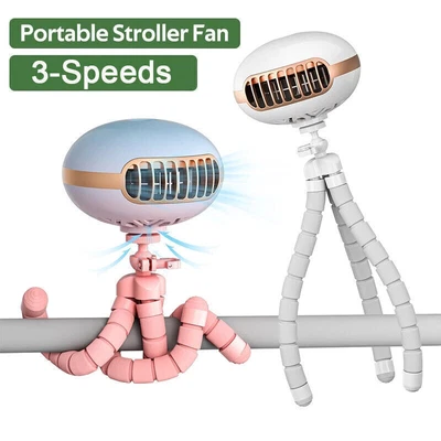 $10.99 • Buy 3-Speeds USB Rechargeable Mini Cooling Fan Clip On Desk Baby Stroller Portable