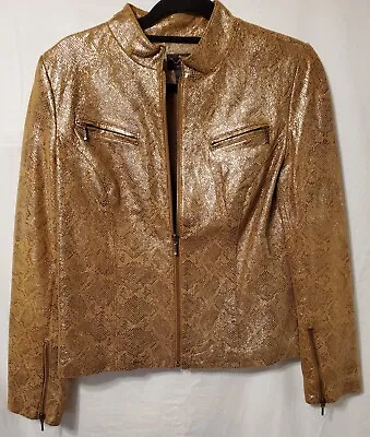$62.99 • Buy VS2 By Vakko Women's Snake Skin Print Leather Jacket, Brown, Size 10, Pre-owned