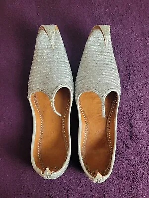 Mens Indian Traditional Shoes Khussa Jutti Uk Size 8 Silver  • £8
