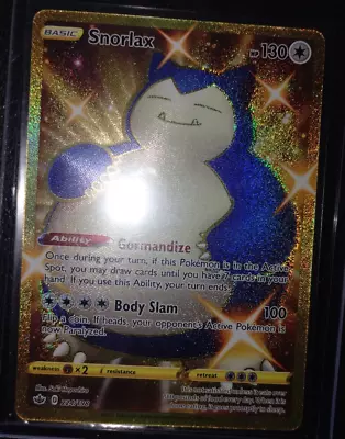 Snorlax 224/198 Gold Shiny Holo Secret Rare SWSH Chilling Reign Pokémon TCG NEW! • $72.99