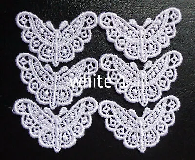 Venise Lace Butterfly Appliques Set Of 6 - White Color • $1.99