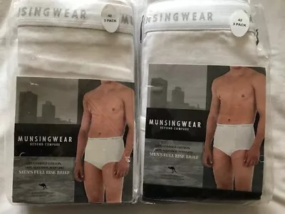 (2) Munsingwear 3 Packs Men's 100% Cotton Kangaroo Pouch Full Rise Brief Size 42 • $29.99