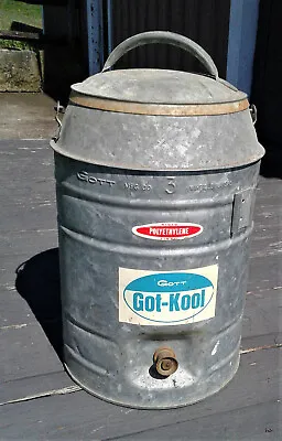 Vintage Gott 3 Gallon Galvanized Metal Water Cooler Water Dispenser   • $38