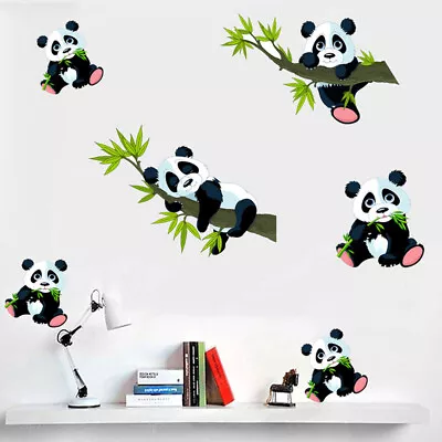 Cartoon Bamboo Panda Wall Stickers For Kids Room Decor Living Room Panda MurP_ • £6.10