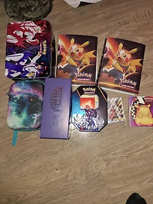 Pokemon Cards 1 Big Container 2 Folders 1 Oleana Small Pack Of Vmax Gmax And V • £250