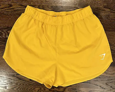 Gymshark Mens Running Shorts Unlined Size M Yellow Nylon Shell • $18.88