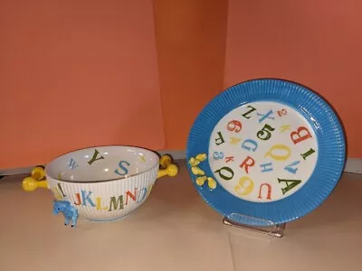 Anthropologie Children’s 3D Alphabet Plate And Bowl • $28.88